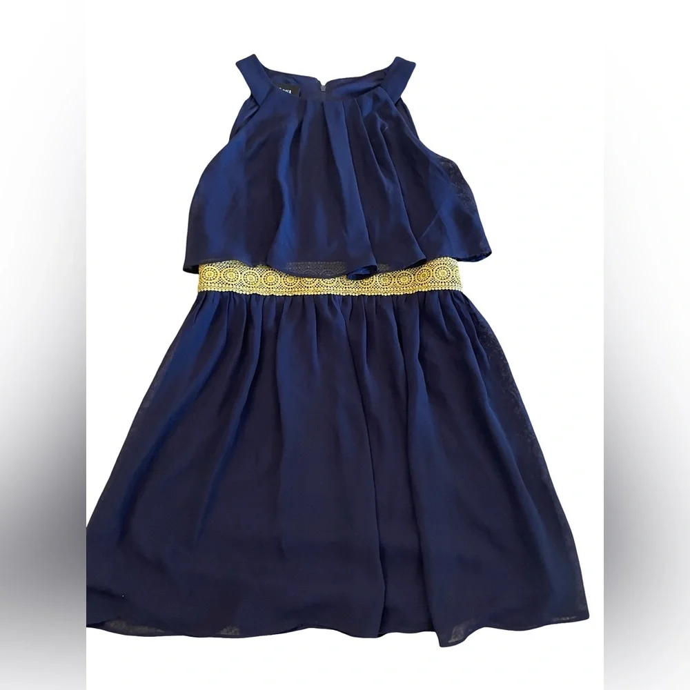 Amy Byer girls blue and gold dress 12